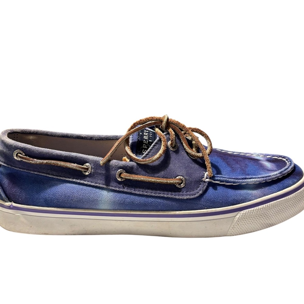 Sperry Top-Sider Womens 9.5 Blue Tie Dye Canvas Boat Shoes Loafers 9445842
